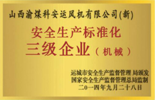 安全生產(chǎn)標(biāo)準(zhǔn)化三級企業(yè)